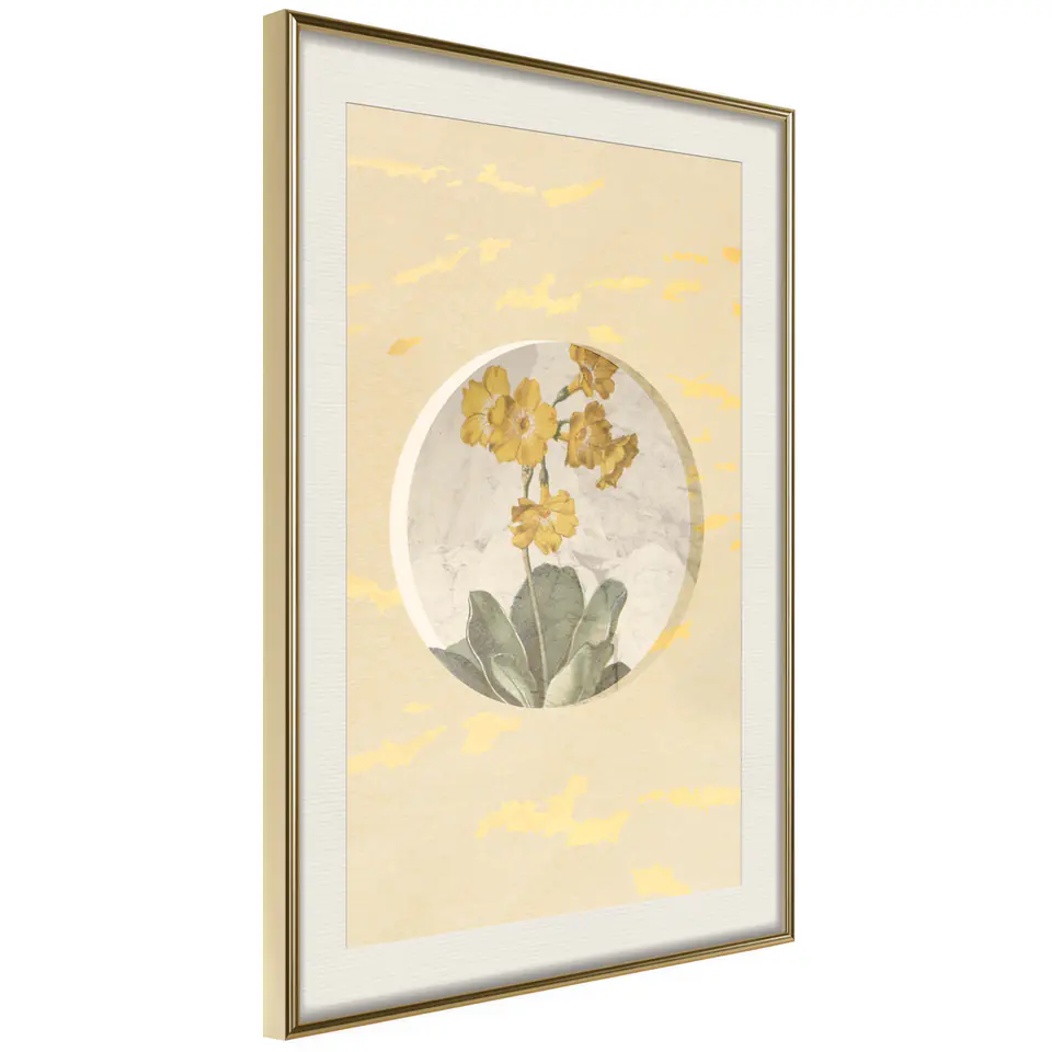 ⁨Plakat - Kwiat w kole [Poster] (rozmiar 40x60, wykończenie Rama złota z passe-partout)⁩ w sklepie Wasserman.eu