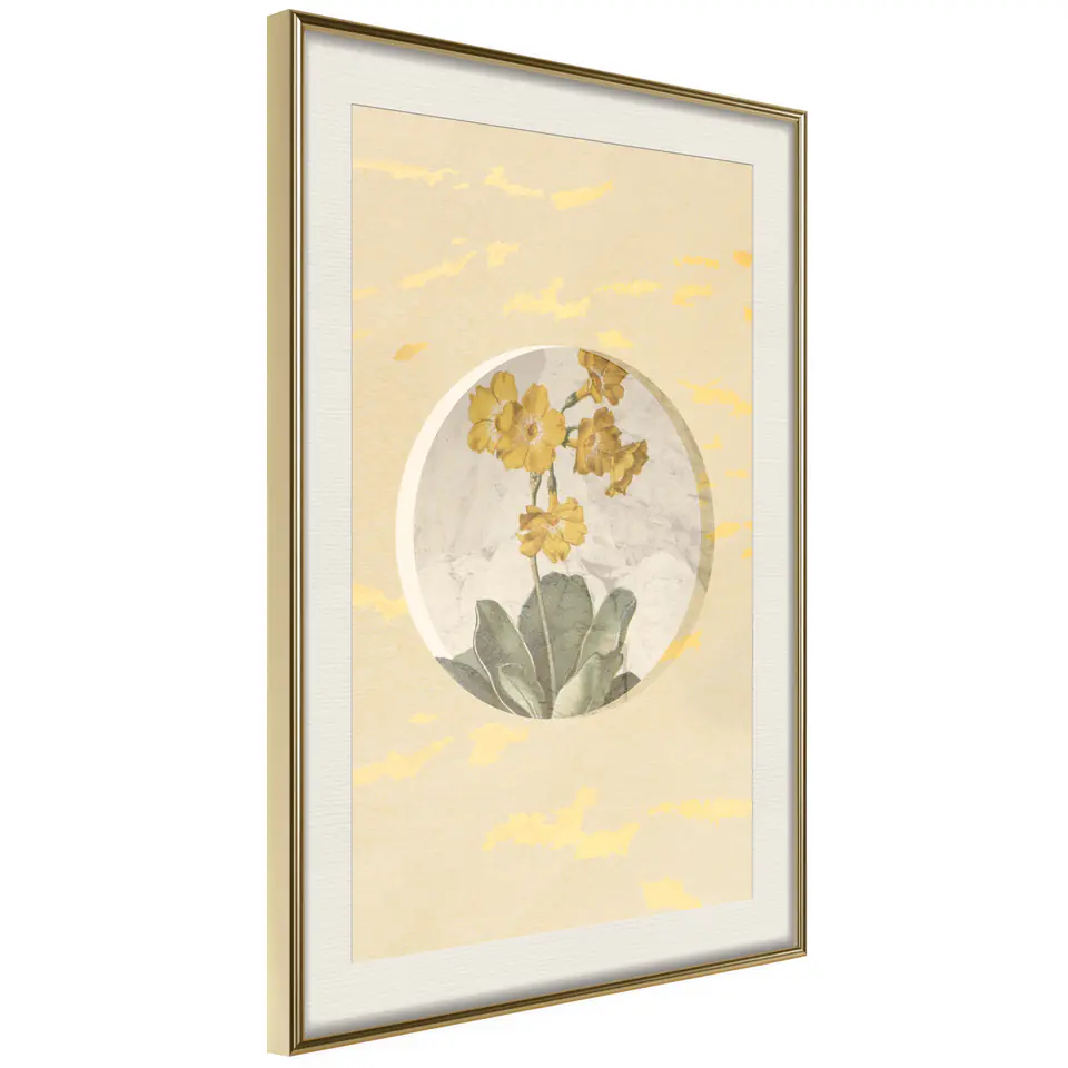 ⁨Poster - Flowers and marble (size 40x60, finish Gold frame with passe-partout)⁩ at Wasserman.eu