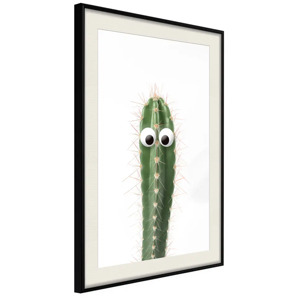 ⁨Plakat - Żywy kaktus [Poster] (rozmiar 20x30, wykończenie Rama czarna z passe-partout)⁩ w sklepie Wasserman.eu