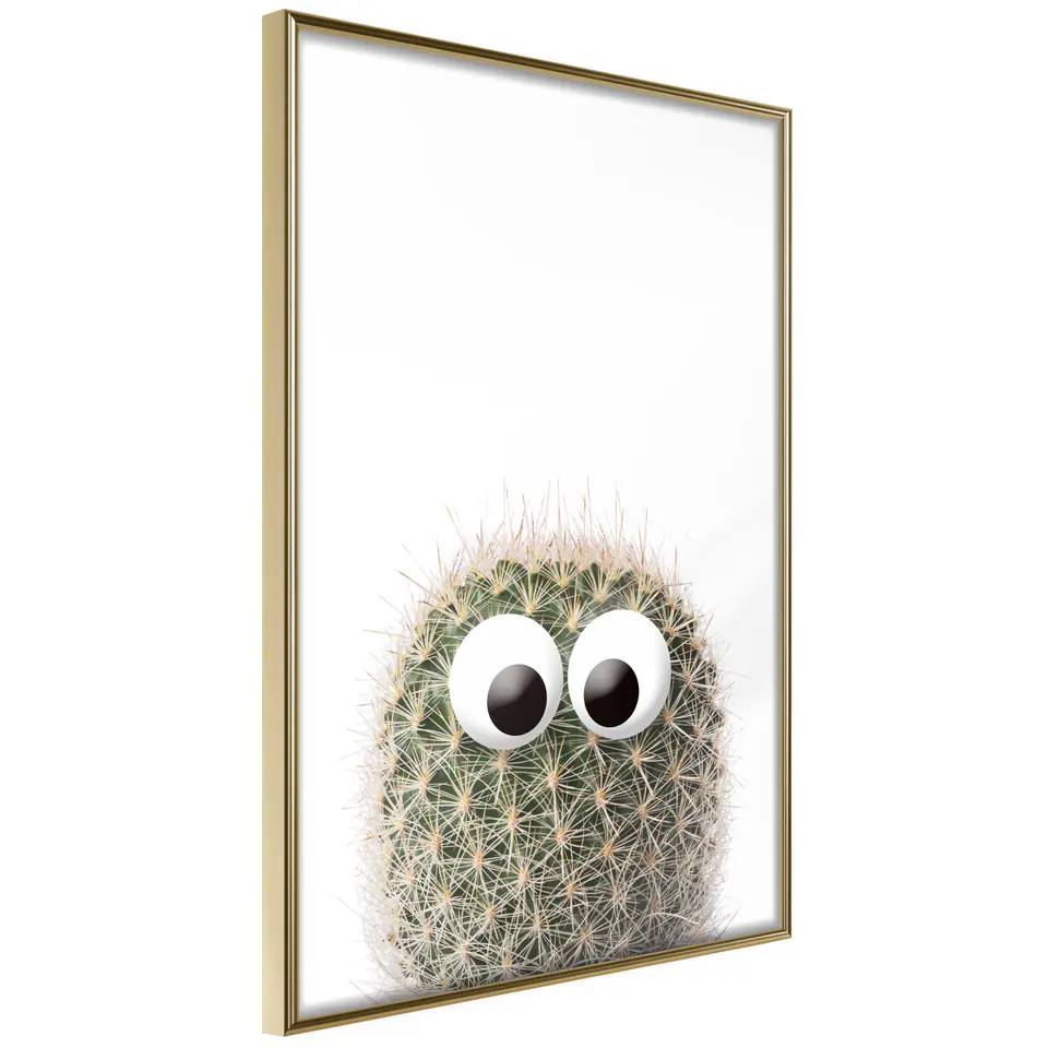 ⁨Plakat - Kaktus z oczami [Poster] (rozmiar 40x60, wykończenie Rama złota)⁩ w sklepie Wasserman.eu