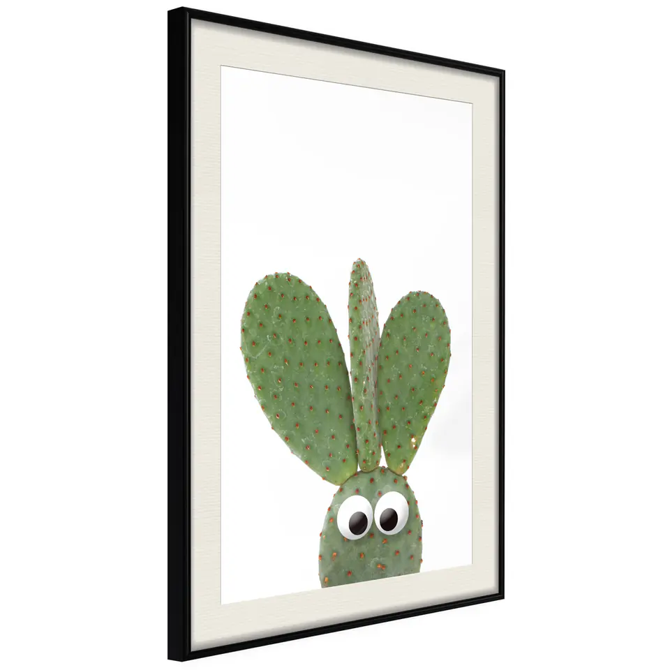 ⁨Plakat - Uszaty kaktus [Poster] (rozmiar 40x60, wykończenie Rama czarna z passe-partout)⁩ w sklepie Wasserman.eu