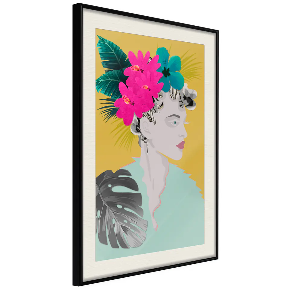 ⁨Poster - Crown of flowers (size 30x45, finish Black frame with passe-partout)⁩ at Wasserman.eu