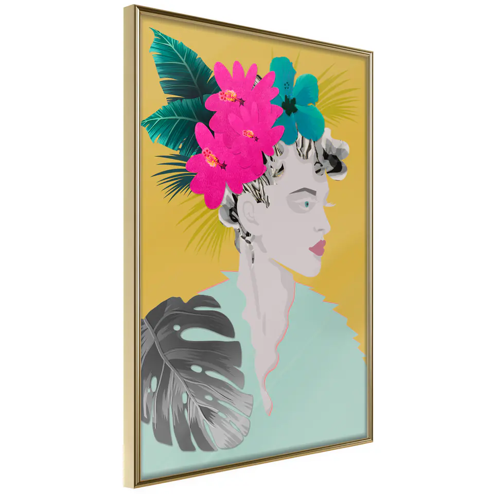 ⁨Poster - Flower crown (size 20x30, gold frame finish)⁩ at Wasserman.eu