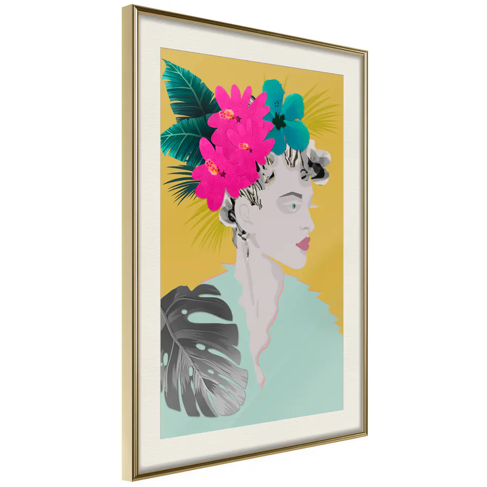 ⁨Poster - Flower crown (size 30x45, finish Gold frame with passe-partout)⁩ at Wasserman.eu