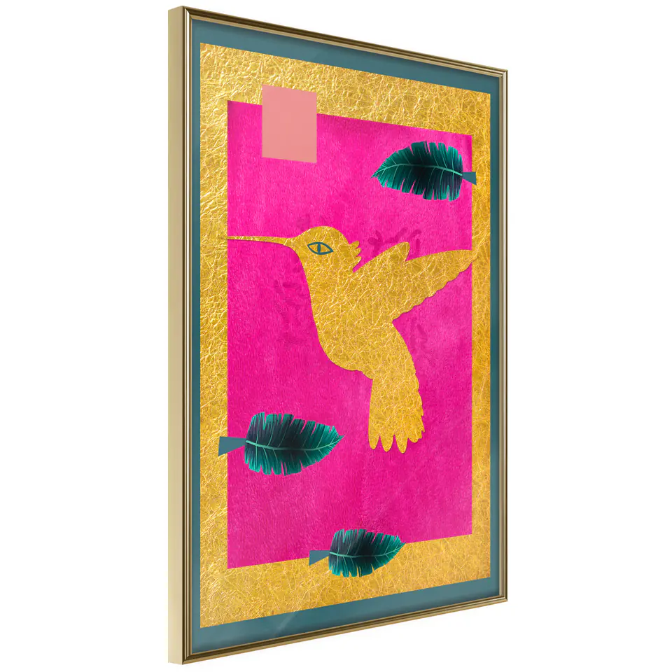 ⁨Poster - Indian hummingbird (size 20x30, finish Frame gold)⁩ at Wasserman.eu