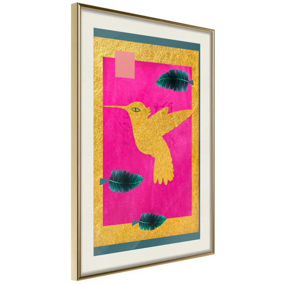 ⁨Poster - Indian hummingbird (size 30x45, finish Gold frame with passe-partout)⁩ at Wasserman.eu