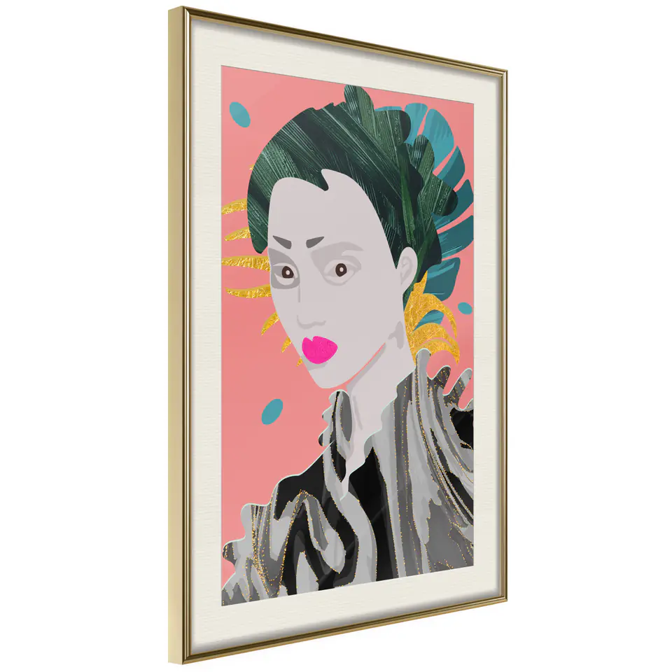 ⁨Poster - Geisha (size 40x60, finish Gold frame with passe-partout)⁩ at Wasserman.eu