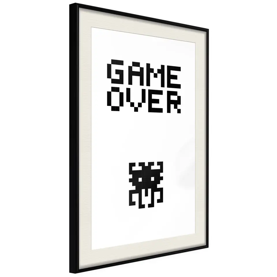 ⁨Plakat - Game over [Poster] (rozmiar 20x30, wykończenie Rama czarna z passe-partout)⁩ w sklepie Wasserman.eu