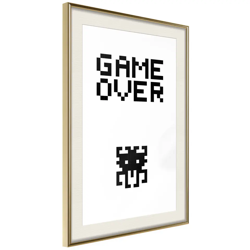 ⁨Plakat - Game over [Poster] (rozmiar 20x30, wykończenie Rama złota z passe-partout)⁩ w sklepie Wasserman.eu