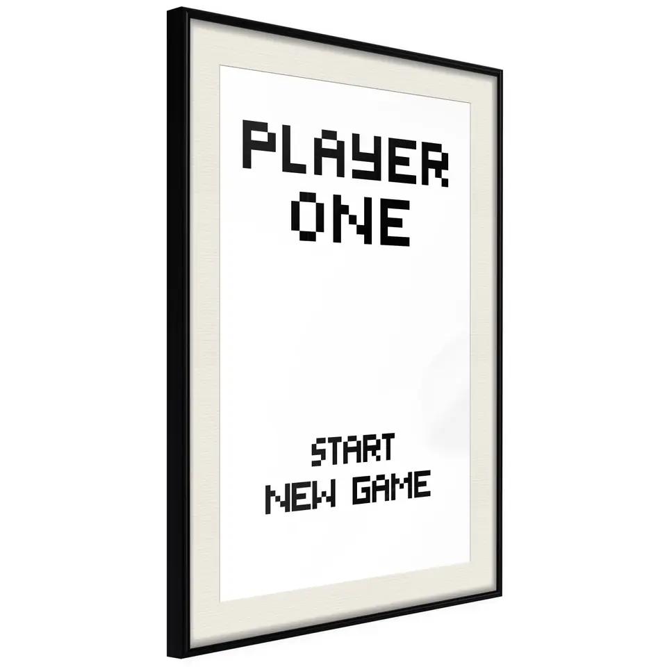 ⁨Plakat - Start new game [Poster] (rozmiar 40x60, wykończenie Rama czarna z passe-partout)⁩ w sklepie Wasserman.eu