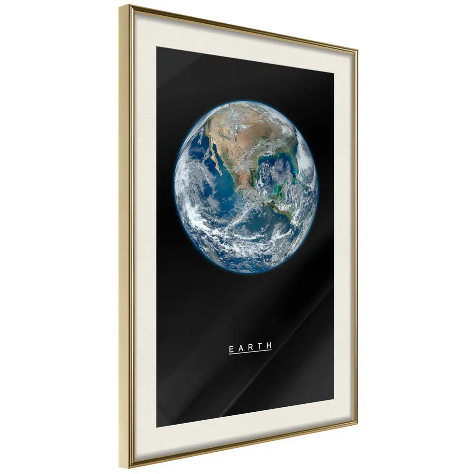 ⁨Poster - Solar System: Earth (size 20x30, finish Gold frame with passe-partout)⁩ at Wasserman.eu