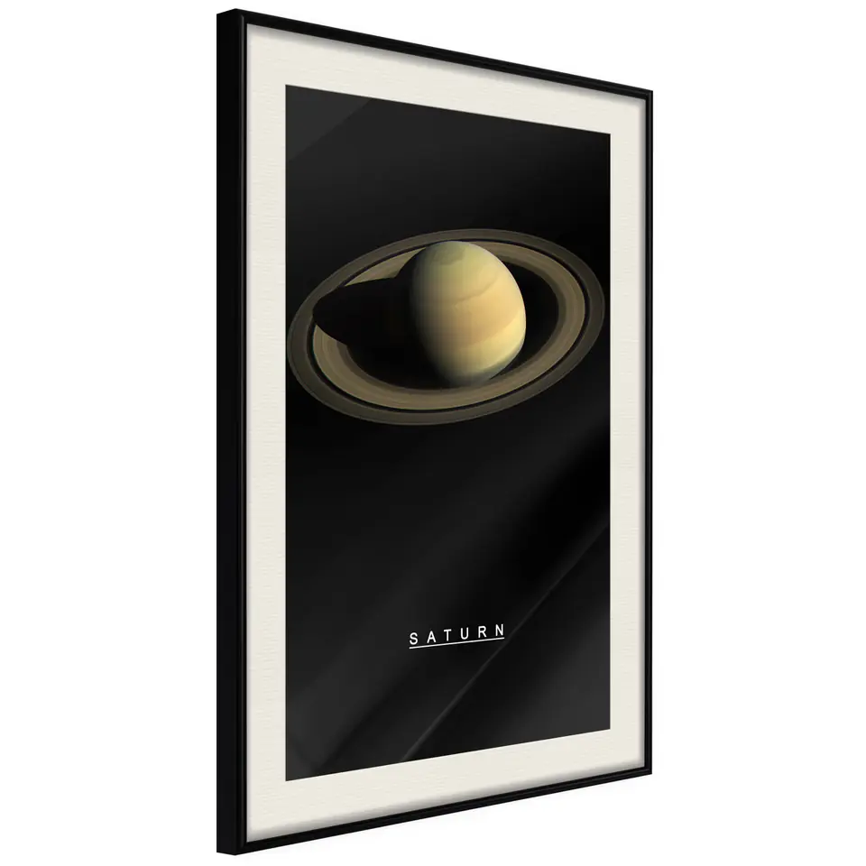 ⁨Poster - Solar system: Saturn (size 20x30, finish Black frame with passe-partout)⁩ at Wasserman.eu