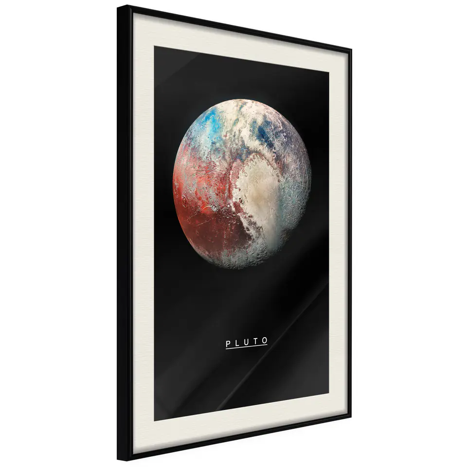 ⁨Poster - Solar System: Pluto (size 20x30, finish Black frame with passe-partout)⁩ at Wasserman.eu