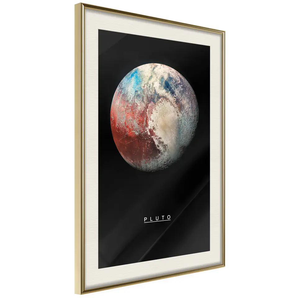 ⁨Poster - Solar System: Pluto (size 20x30, finish Gold frame with passe-partout)⁩ at Wasserman.eu