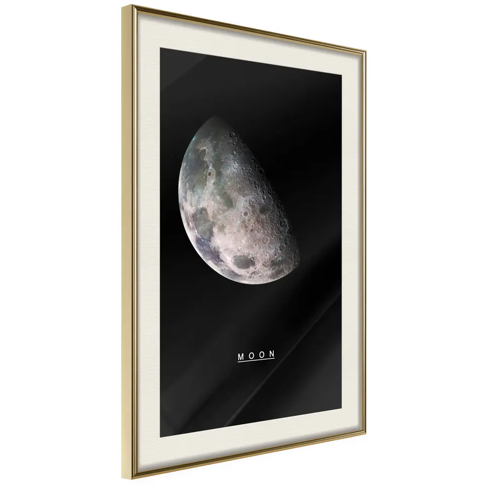 ⁨Poster - Solar System: Moon (size 20x30, finish Gold frame with passe-partout)⁩ at Wasserman.eu