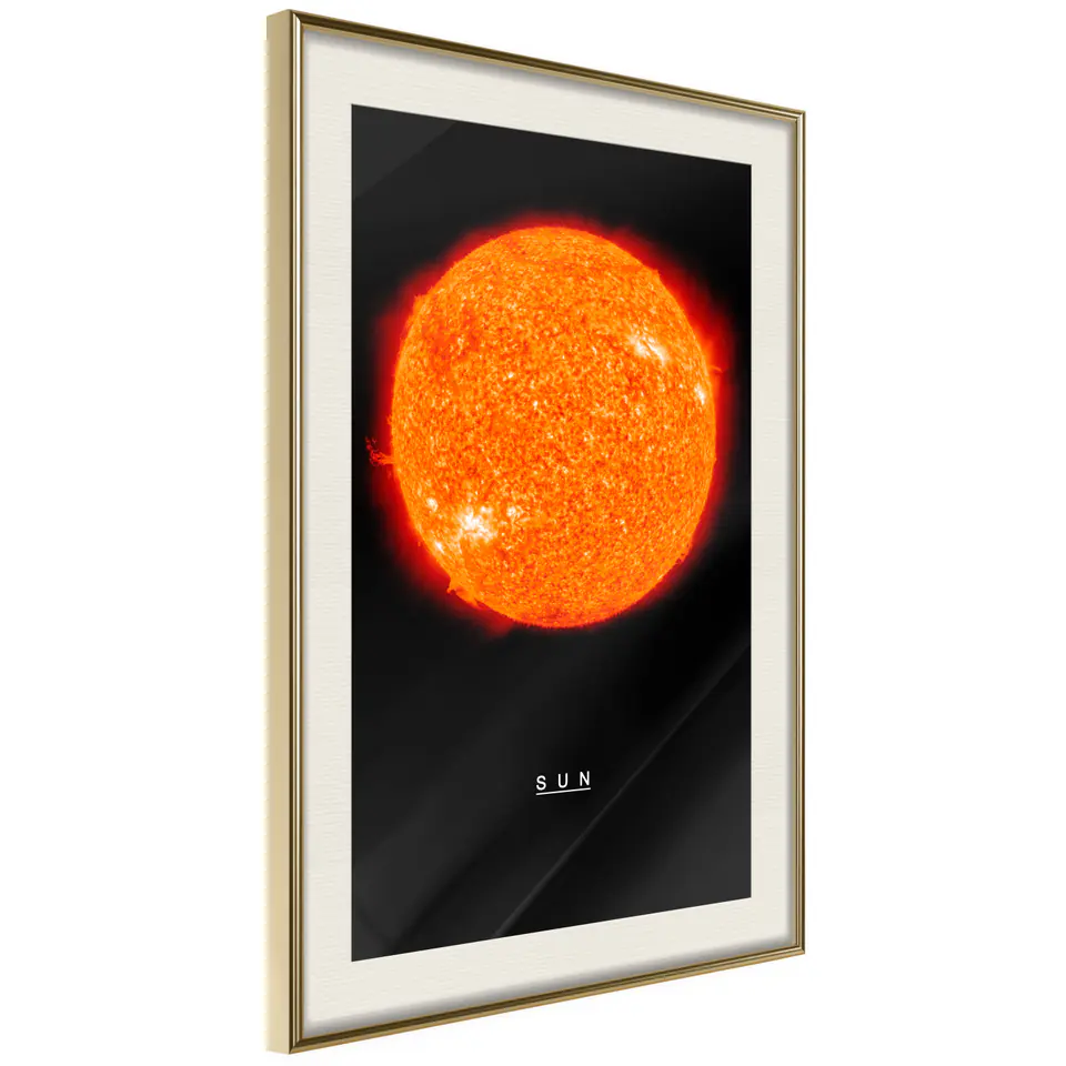 ⁨Plakat - Słońce [Poster] (rozmiar 20x30, wykończenie Rama złota z passe-partout)⁩ w sklepie Wasserman.eu