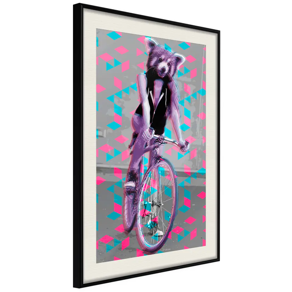 ⁨Poster - Unusual cyclist (size 20x30, finish Black frame with passe-partout)⁩ at Wasserman.eu