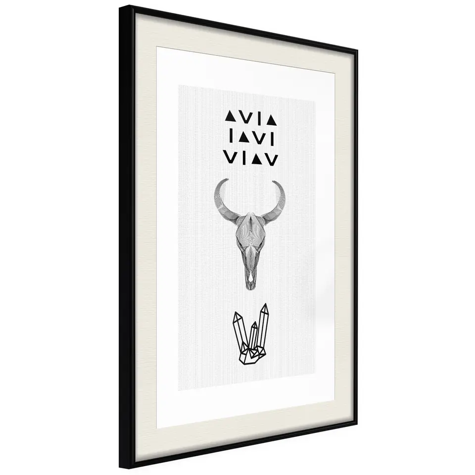 ⁨Plakat - Zwierzęca czaszka [Poster] (rozmiar 30x45, wykończenie Rama czarna z passe-partout)⁩ w sklepie Wasserman.eu