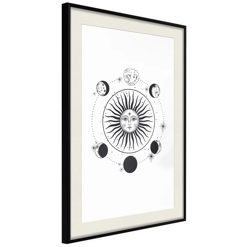 ⁨Plakat - Fazy księżyca [Poster] (rozmiar 20x30, wykończenie Rama czarna z passe-partout)⁩ w sklepie Wasserman.eu