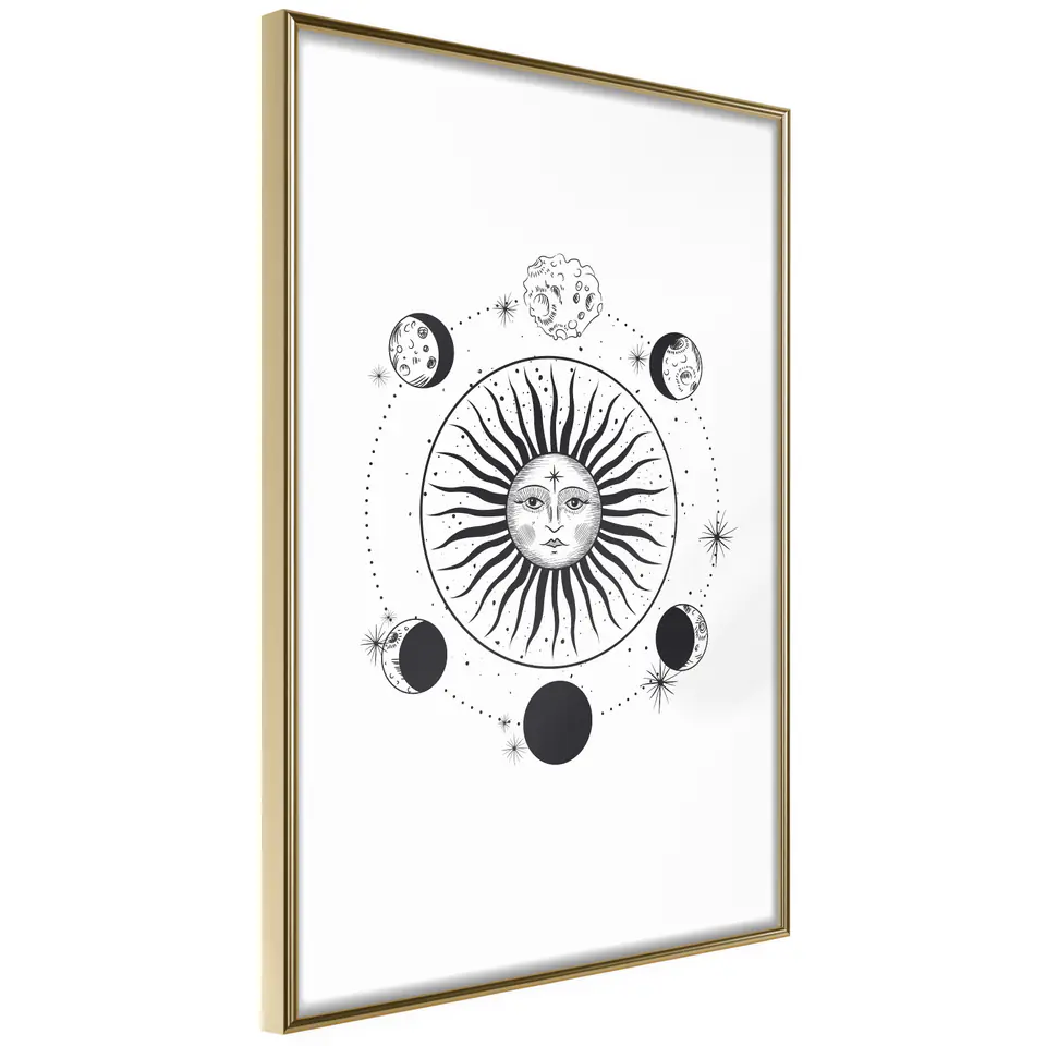 ⁨Poster - Sun and Moon (size 20x30, finish Gold frame)⁩ at Wasserman.eu