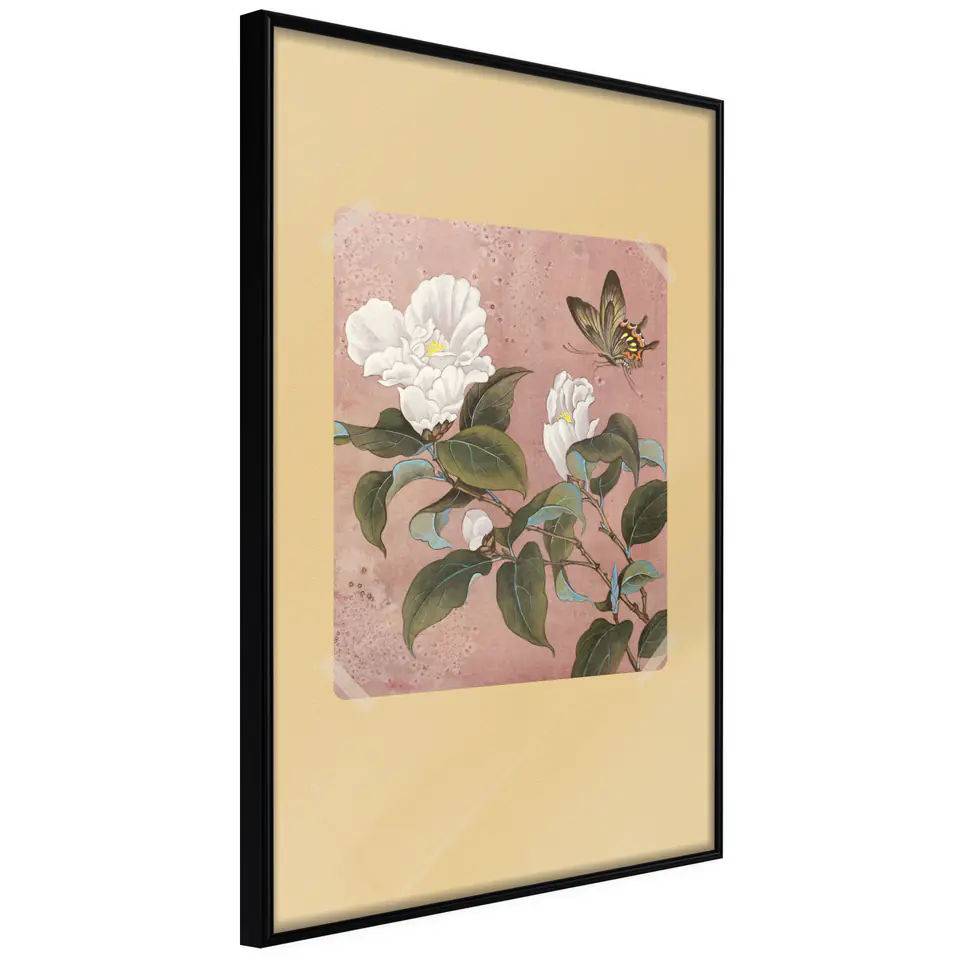 ⁨Poster - Rhododendron and butterfly (size 20x30, finish Frame black)⁩ at Wasserman.eu