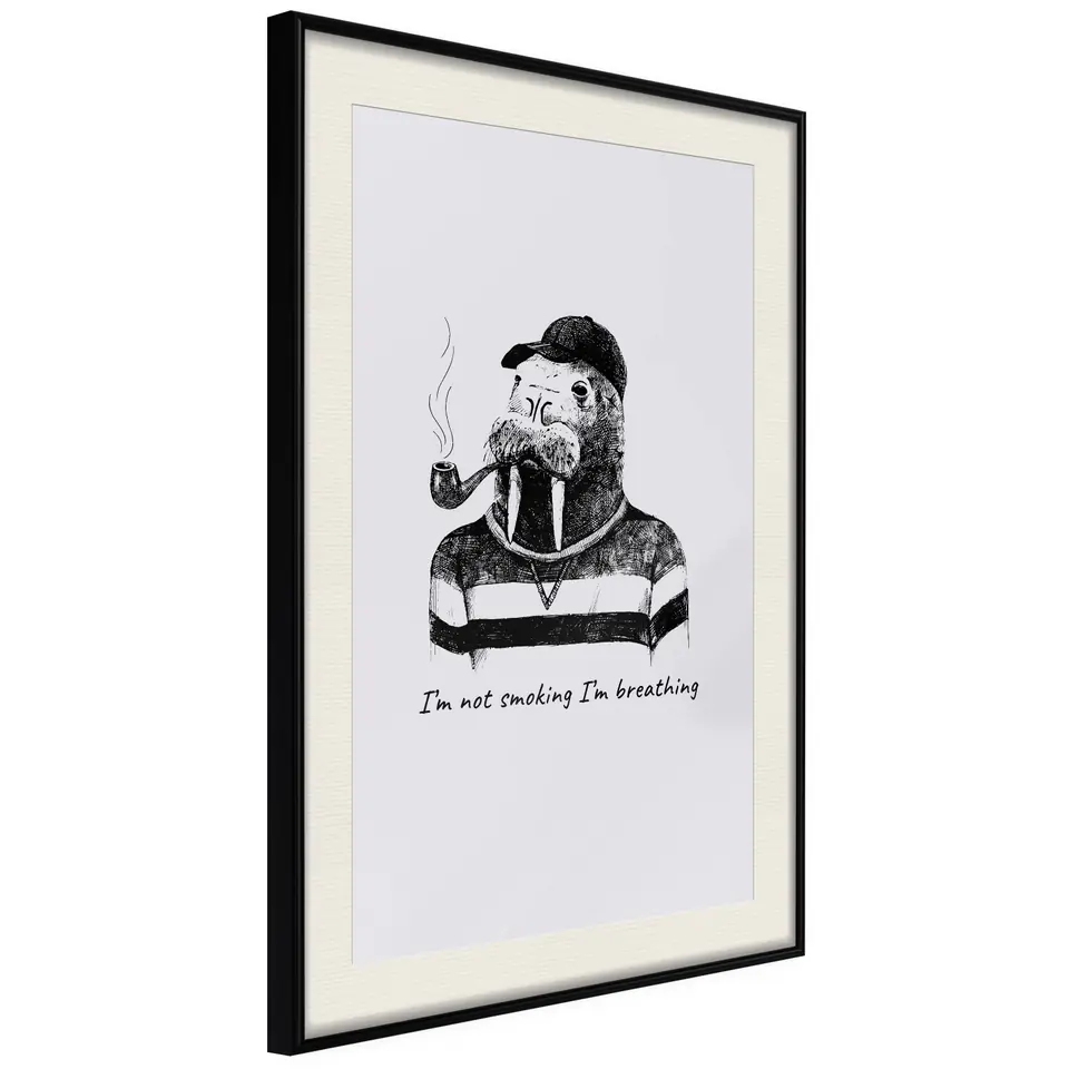 ⁨Plakat - I'm not smoking. I'm breathing [Poster] (rozmiar 20x30, wykończenie Rama czarna z passe-partout)⁩ w sklepie Wasserman.eu