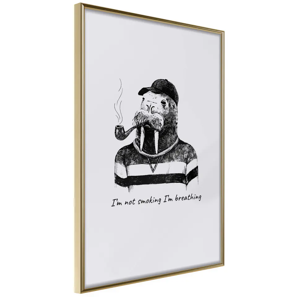 ⁨Plakat - I'm not smoking. I'm breathing [Poster] (rozmiar 40x60, wykończenie Rama złota)⁩ w sklepie Wasserman.eu