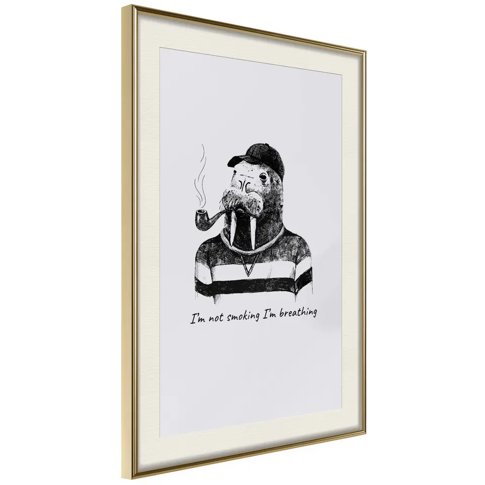 ⁨Plakat - I'm not smoking. I'm breathing [Poster] (rozmiar 40x60, wykończenie Rama złota z passe-partout)⁩ w sklepie Wasserman.eu