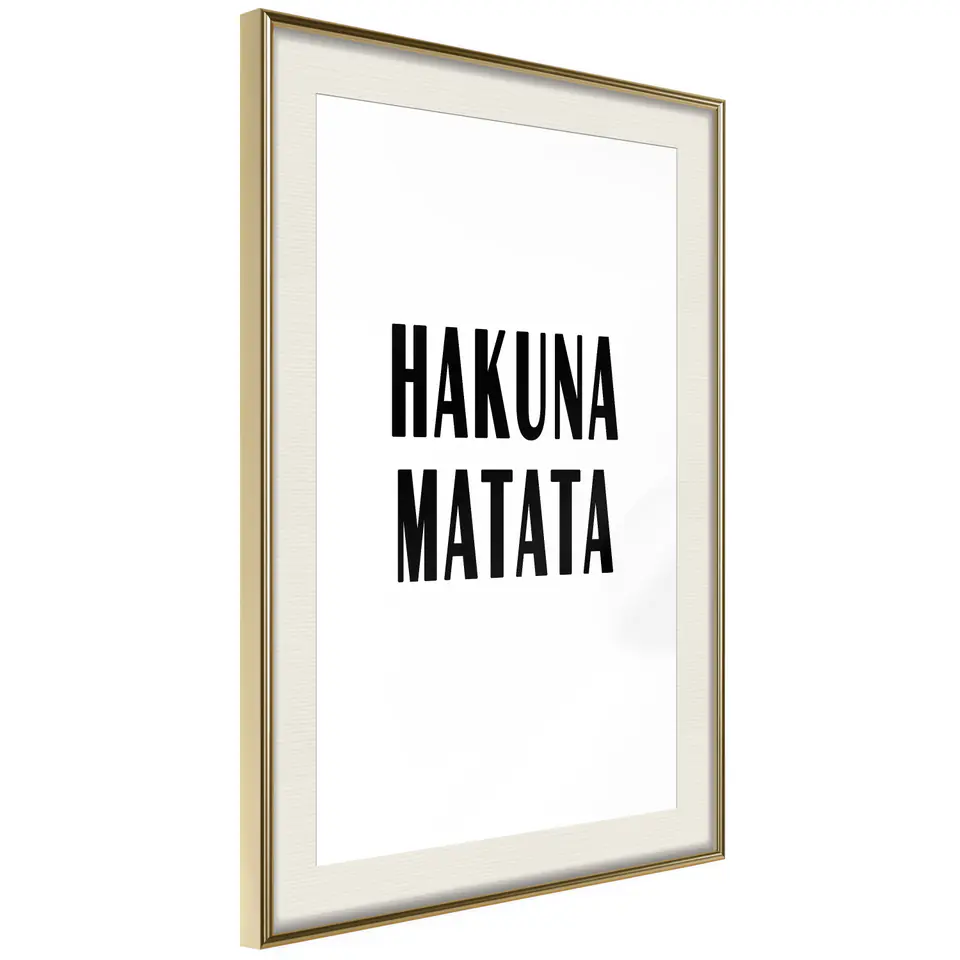 ⁨Plakat - Hakuna Matata [Poster] (rozmiar 40x60, wykończenie Rama złota z passe-partout)⁩ w sklepie Wasserman.eu