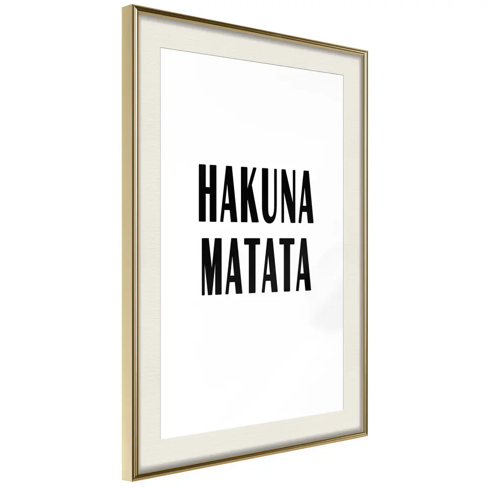 ⁨Poster - Hakuna Matata (size 20x30, finish Gold frame with passe-partout)⁩ at Wasserman.eu