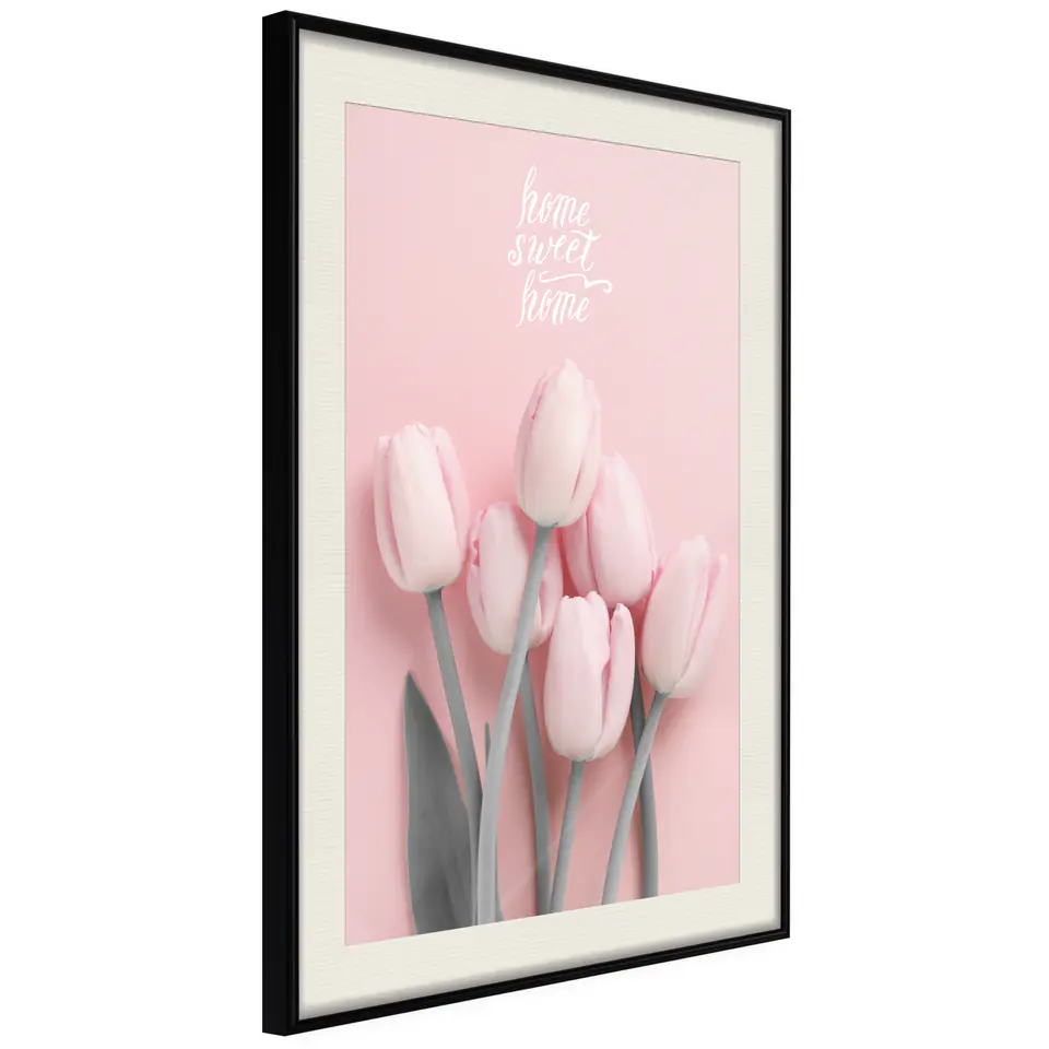 ⁨Plakat - Sześć tulipanów [Poster] (rozmiar 40x60, wykończenie Rama czarna z passe-partout)⁩ w sklepie Wasserman.eu