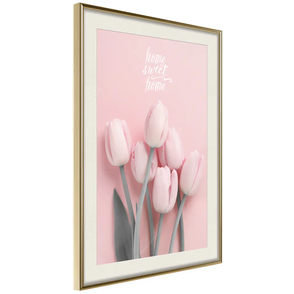 ⁨Plakat - Sześć tulipanów [Poster] (rozmiar 30x45, wykończenie Rama złota z passe-partout)⁩ w sklepie Wasserman.eu
