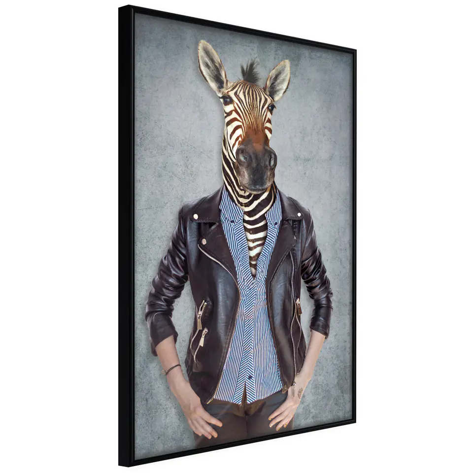 ⁨Poster - Animal alter ego: Zebra (size 20x30, finish Frame black)⁩ at Wasserman.eu