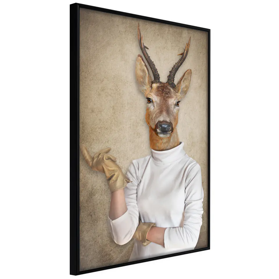 ⁨Poster - Animal alter ego: Roe deer (size 20x30, finish Frame black)⁩ at Wasserman.eu
