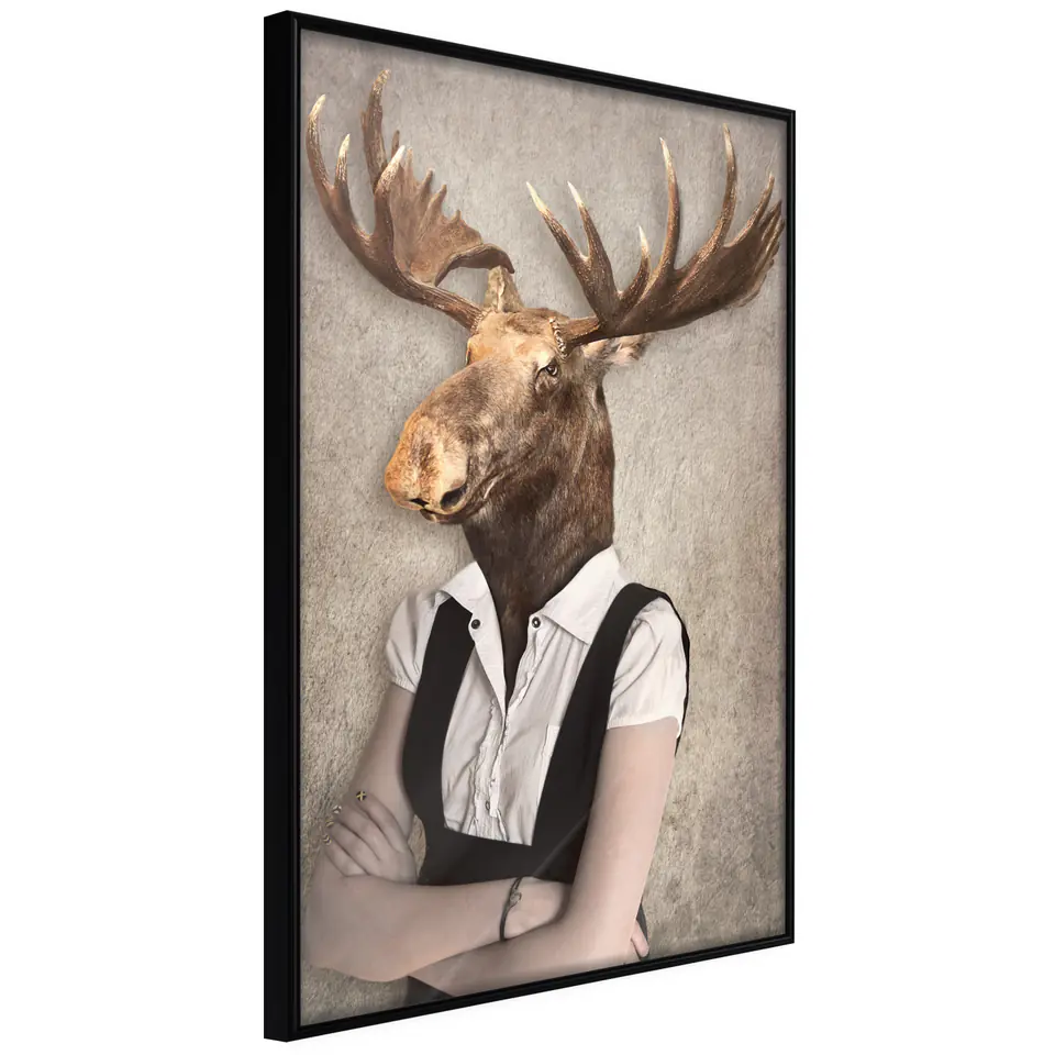 ⁨Poster - Animal alter ego: Moose (size 20x30, finish Frame black)⁩ at Wasserman.eu