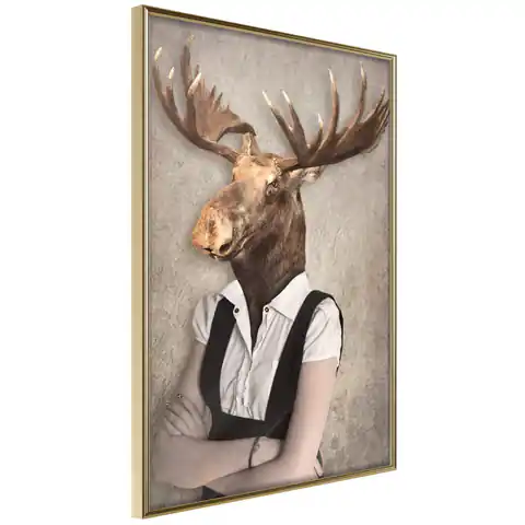 ⁨Poster - Animal alter ego: Moose (size 40x60, finish Gold frame)⁩ at Wasserman.eu
