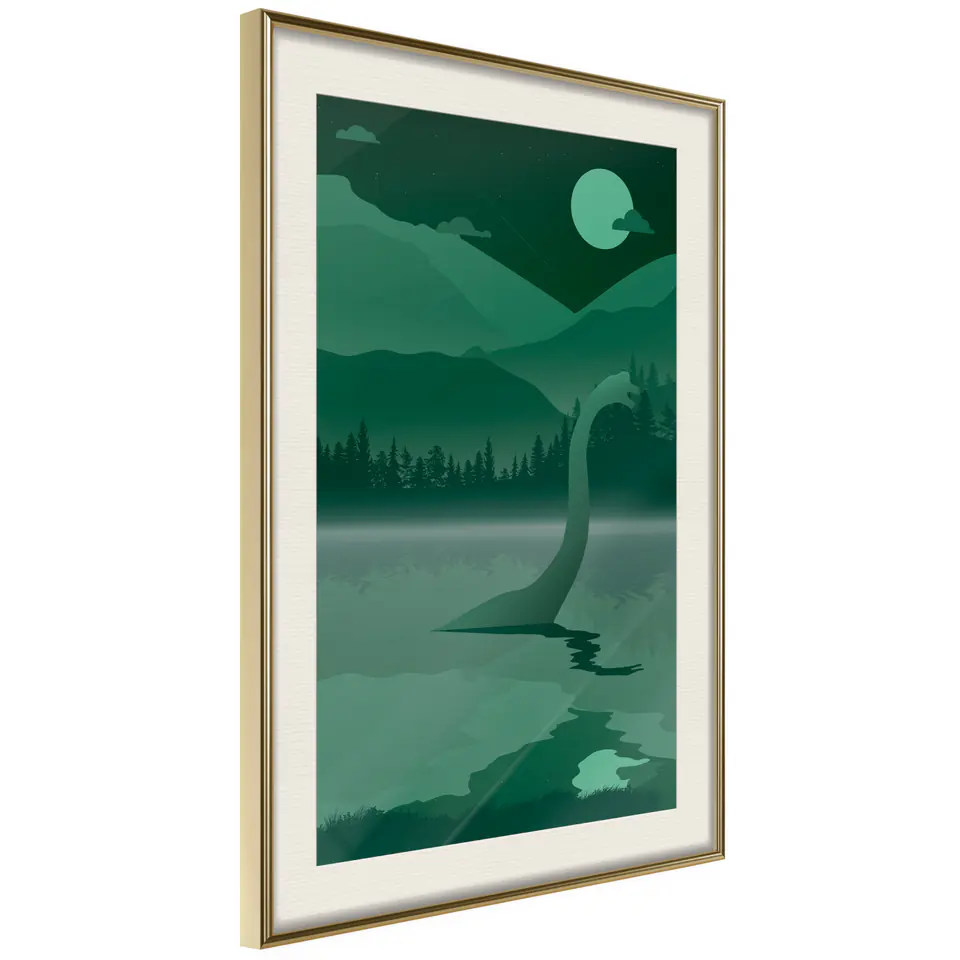 ⁨Poster - Nessie (size 20x30, finish Gold frame with passe-partout)⁩ at Wasserman.eu