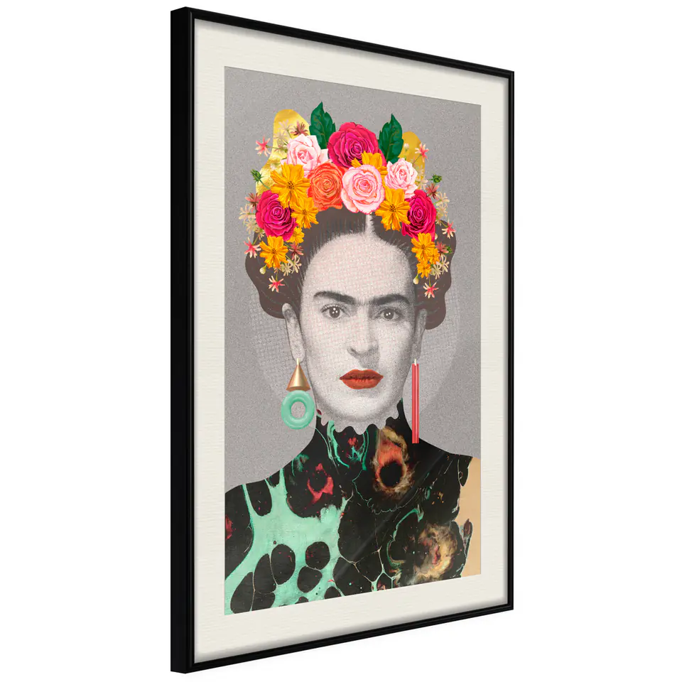 ⁨Plakat - Majestatyczna Frida [Poster] (rozmiar 40x60, wykończenie Rama czarna z passe-partout)⁩ w sklepie Wasserman.eu