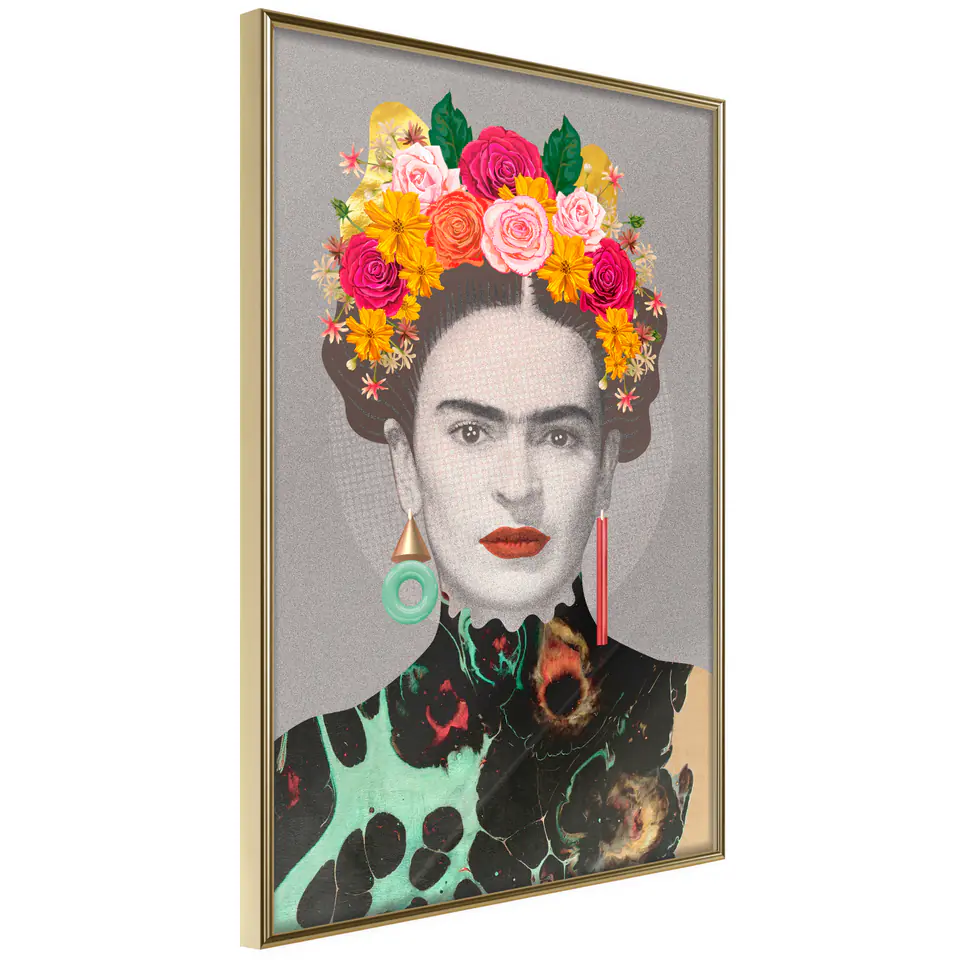 ⁨Poster - Charismatic Frida (size 20x30, finish Gold frame)⁩ at Wasserman.eu