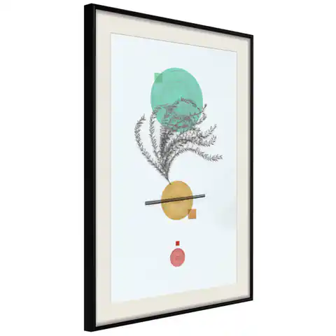 ⁨Poster - Geometric installation with plant (size 30x45, finish Black frame with passe-partout)⁩ at Wasserman.eu
