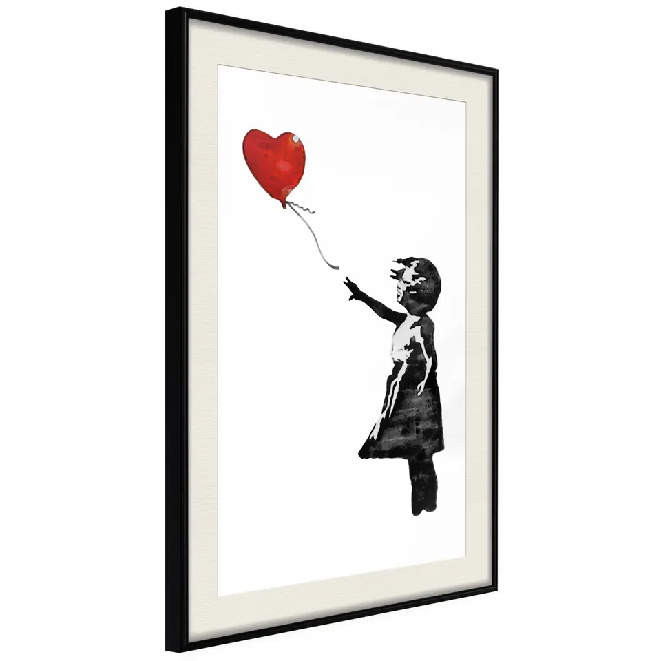 ⁨Plakat - Banksy: Dziewczynka z balonem [Poster] (rozmiar 40x60, wykończenie Rama czarna z passe-partout)⁩ w sklepie Wasserman.eu