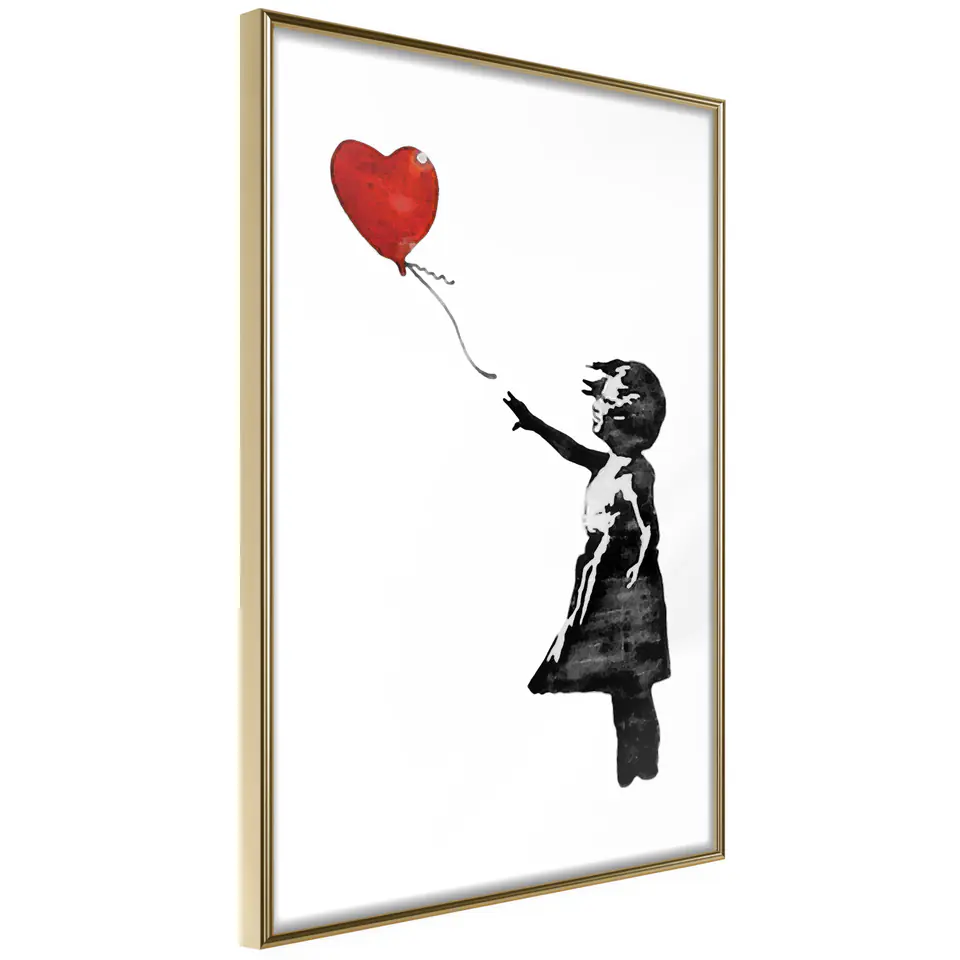 ⁨Poster - Banksy: Girl with Balloon II (size 30x45, finish Gold frame)⁩ at Wasserman.eu