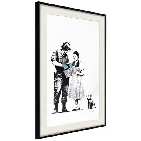 ⁨Poster - Banksy: Stop and Search (size 20x30, finish Black frame with passe-partout)⁩ at Wasserman.eu
