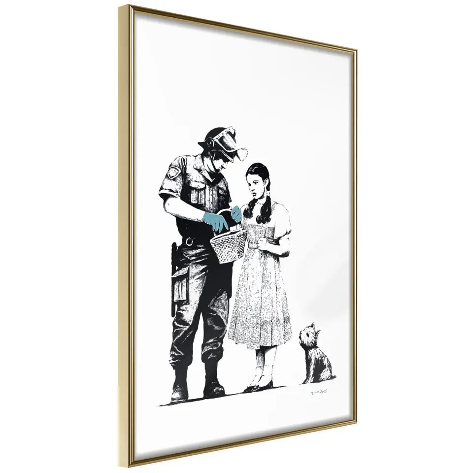 ⁨Poster - Banksy: Stop and Search (size 20x30, finish Gold frame)⁩ at Wasserman.eu