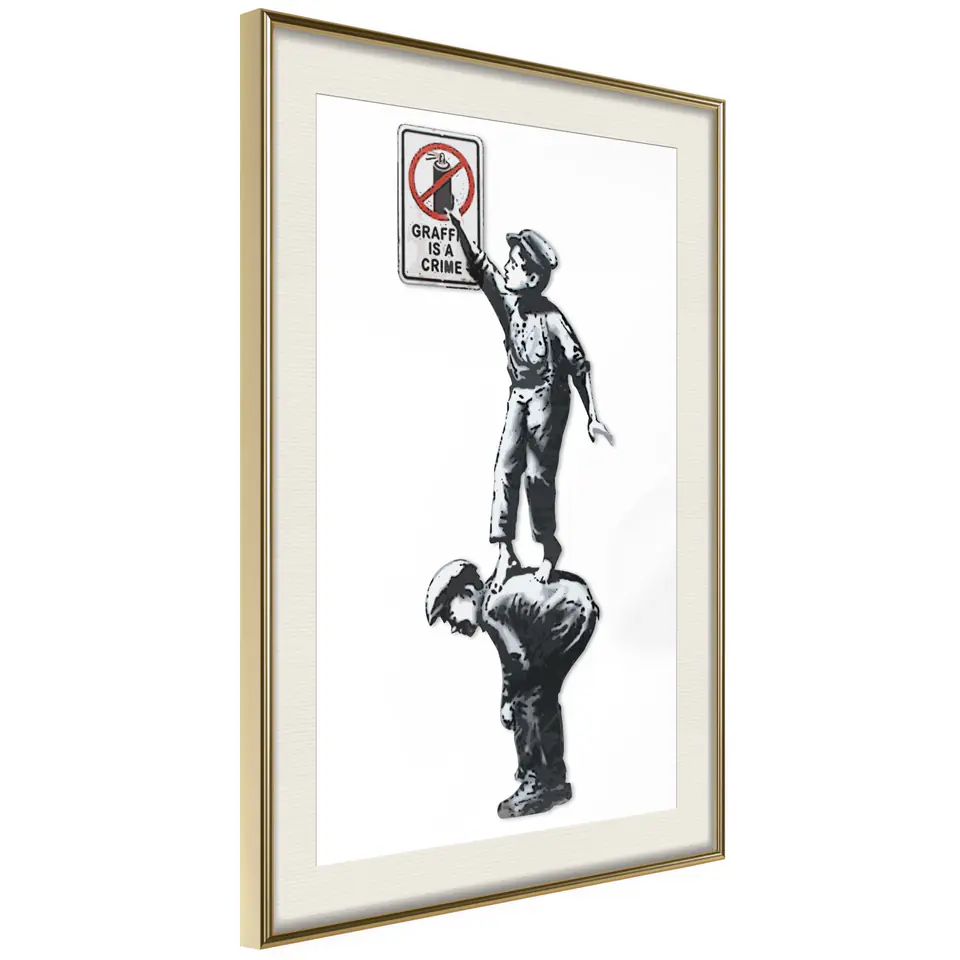 ⁨Plakat - Graffiti is a crime [Poster] (rozmiar 30x45, wykończenie Rama złota z passe-partout)⁩ w sklepie Wasserman.eu