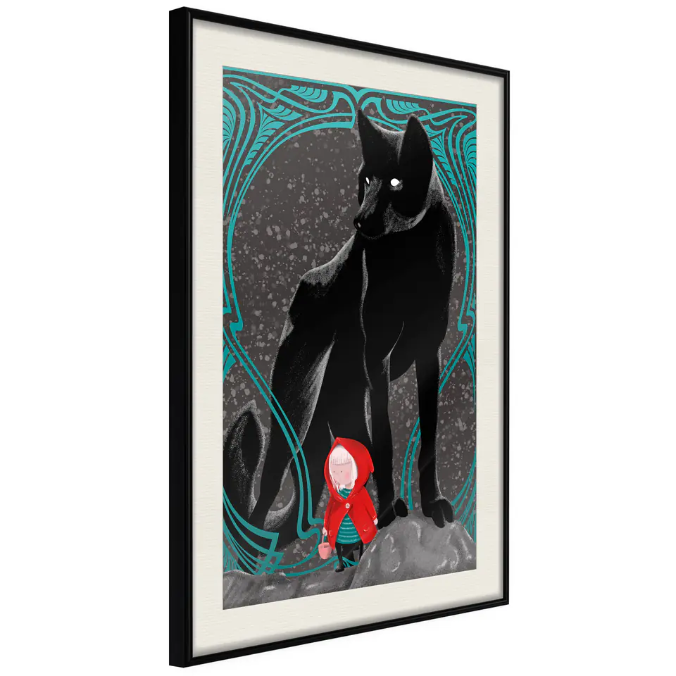 ⁨Plakat - Czerwony kapturek [Poster] (rozmiar 20x30, wykończenie Rama czarna z passe-partout)⁩ w sklepie Wasserman.eu