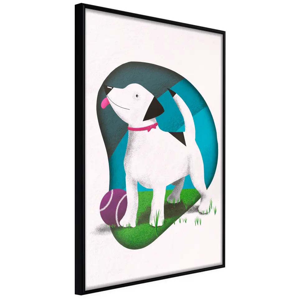 ⁨Plakat - Pies i piłka [Poster] (rozmiar 20x30, wykończenie Rama czarna)⁩ w sklepie Wasserman.eu