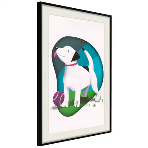 ⁨Poster - Dog's dream (size 30x45, finish Black frame with passe-partout)⁩ at Wasserman.eu
