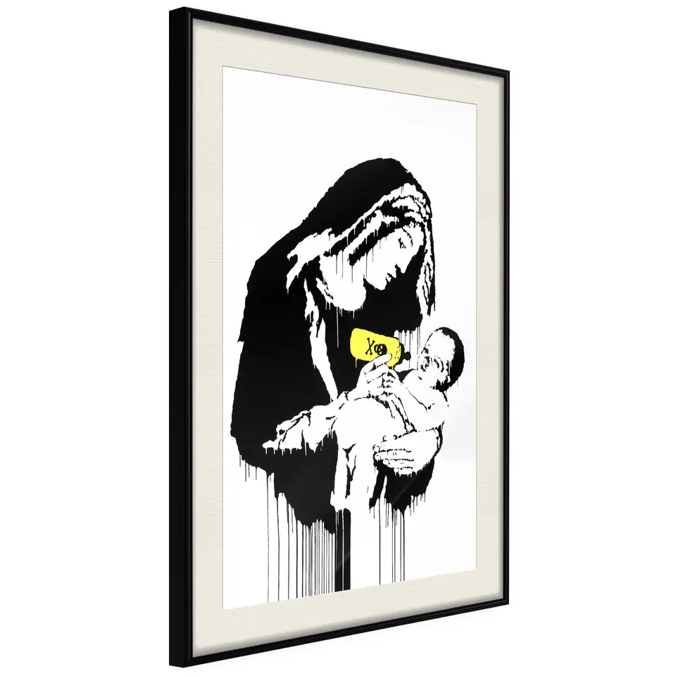 ⁨Plakat - Karmiąca matka [Poster] (rozmiar 30x45, wykończenie Rama czarna z passe-partout)⁩ w sklepie Wasserman.eu