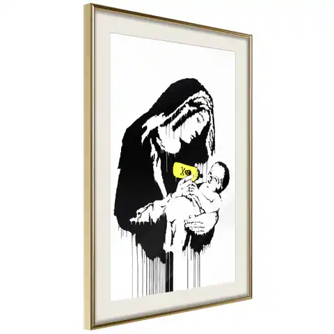 ⁨Plakat - Karmiąca matka [Poster] (rozmiar 40x60, wykończenie Rama złota z passe-partout)⁩ w sklepie Wasserman.eu